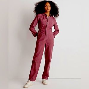 Madewell Garment-Dyed Long-Sleeve Coverall Jumpsuit | Medium | Pressed Grape